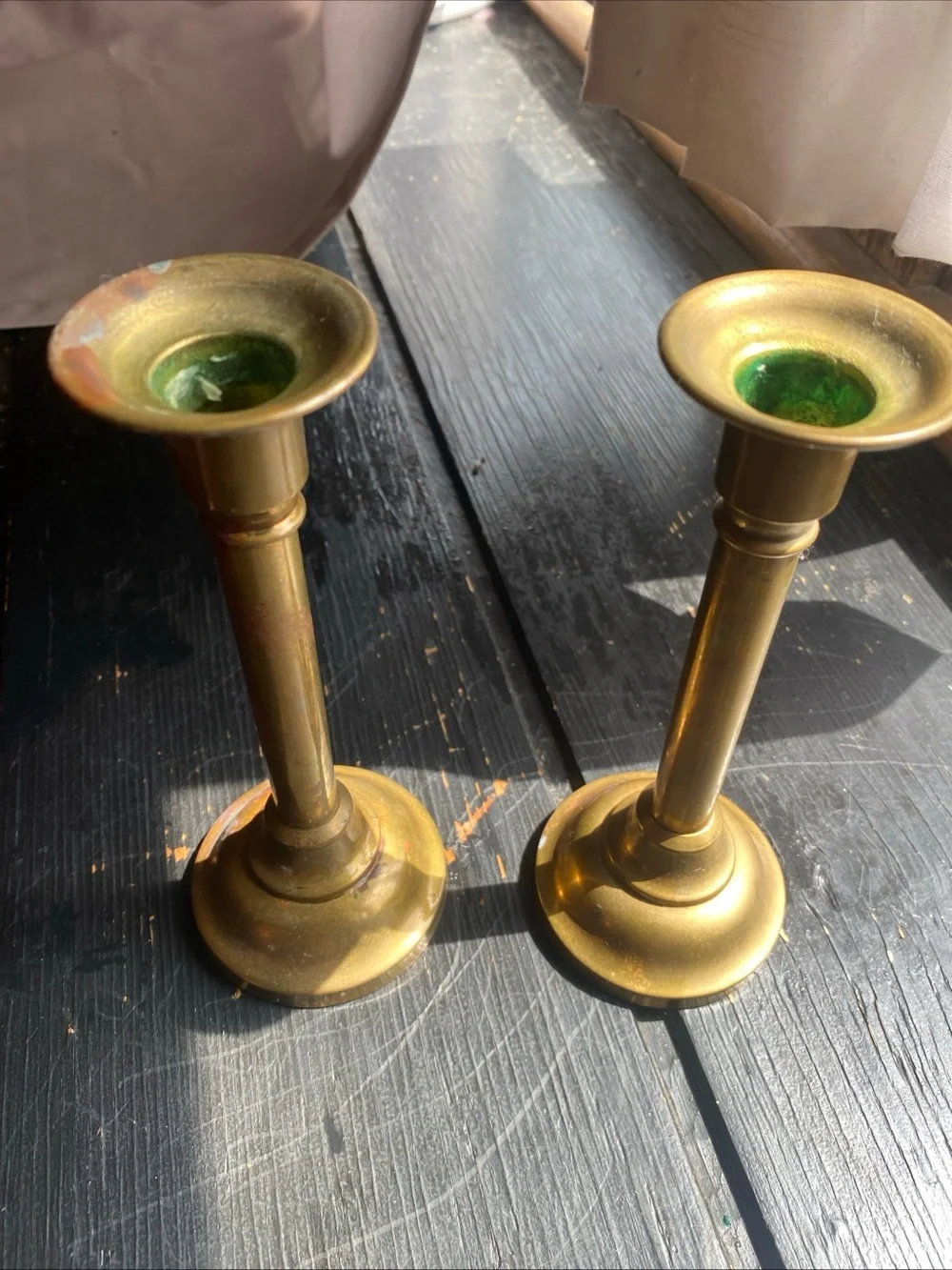 Classic Brass Taper Candle Holders Pair - Gold Finish